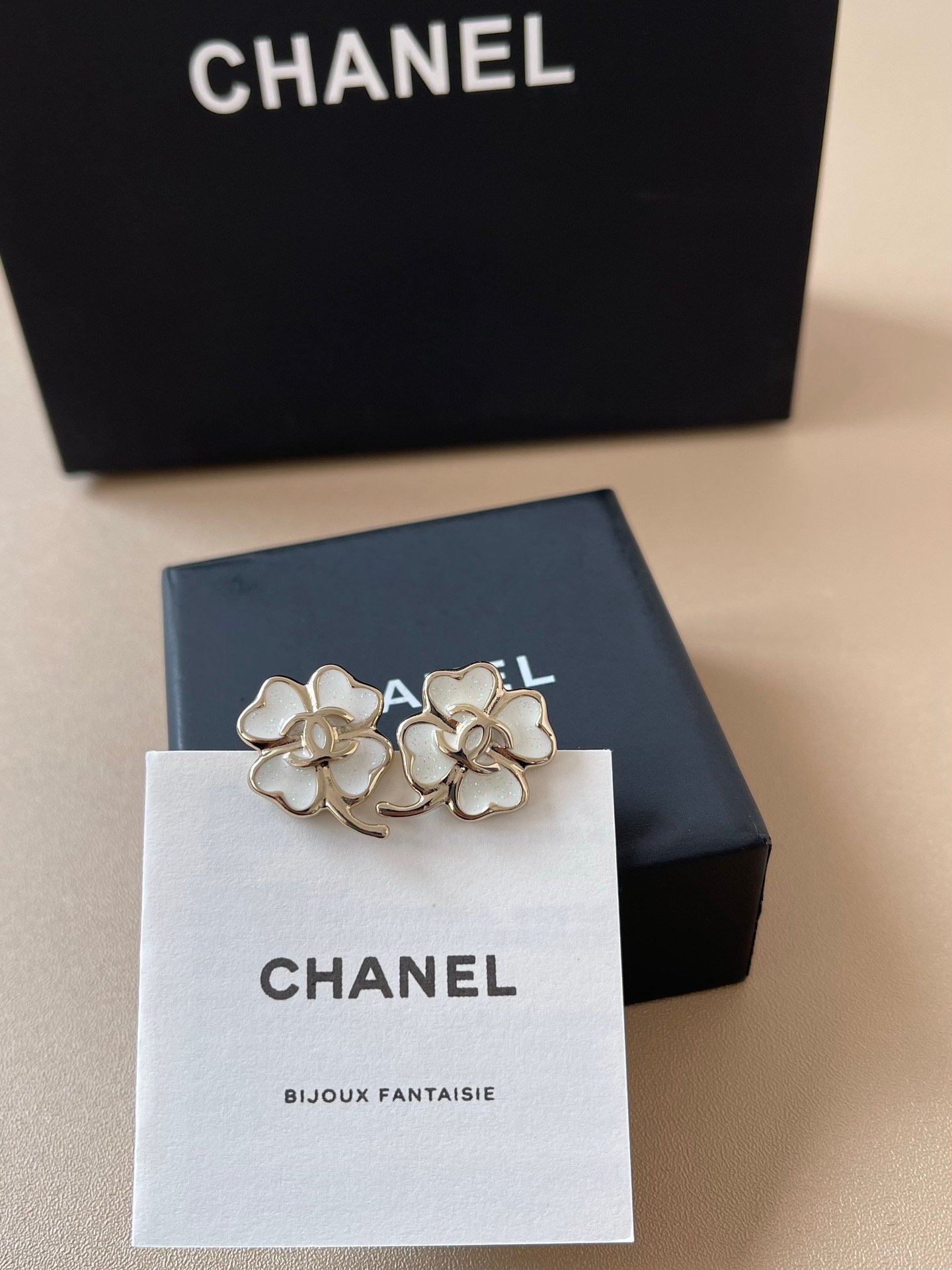 Chanel Heart Earrings in White