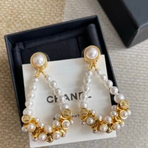 Chanel Earrings Pearl Gold