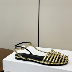 Alternative view of Celine Cage Flat Sandals in Gold