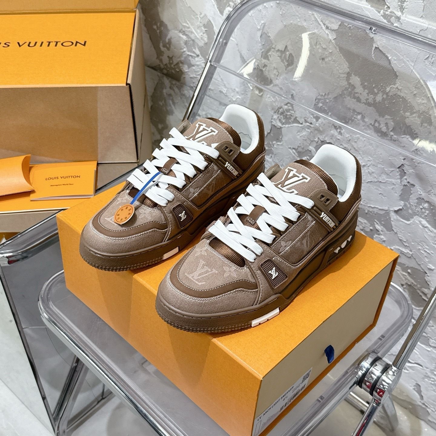 Louis Vuitton Trainer Beige/White Denim - Afbeelding 2