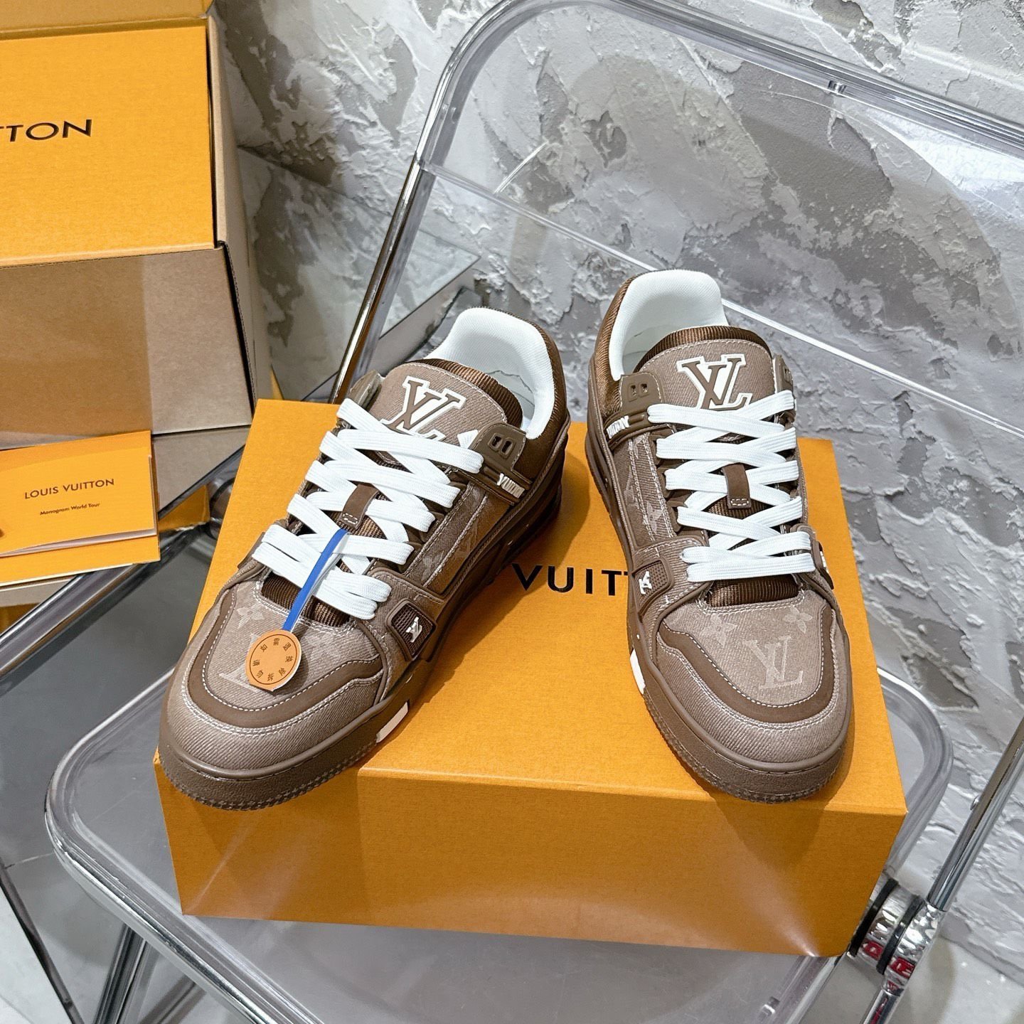 Louis Vuitton Trainer Beige/White Denim - Afbeelding 3