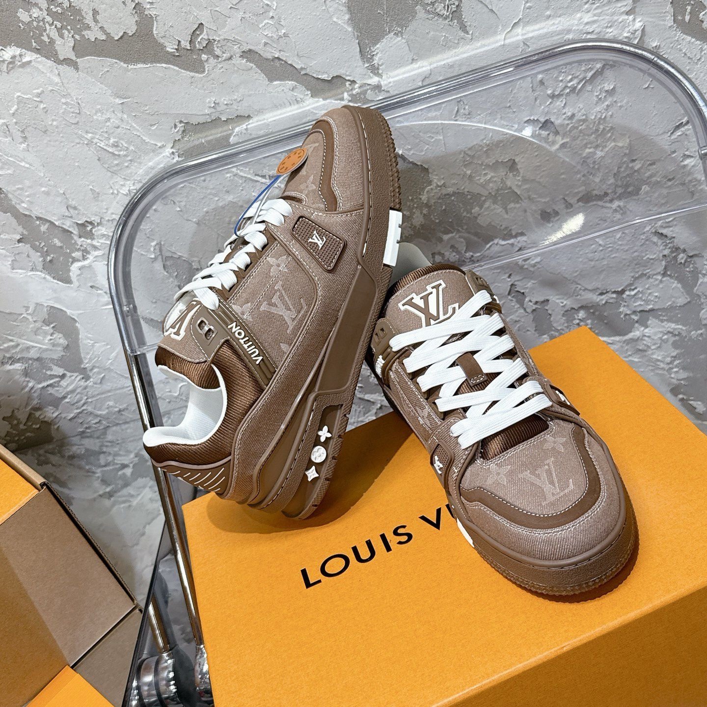 Louis Vuitton Trainer Beige/White Denim - Afbeelding 5