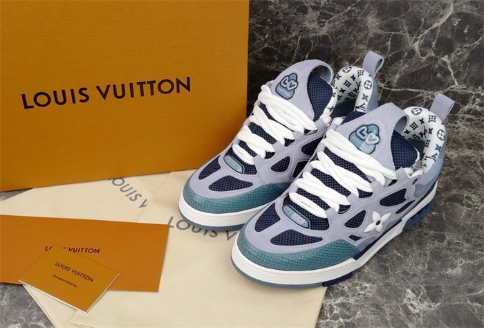 Louis Vuitton Skate Suede Blue White - Afbeelding 2