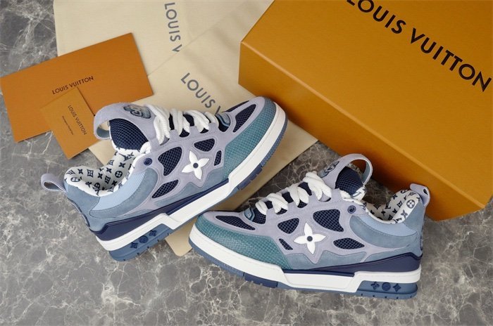 Louis Vuitton Skate Suede Blue White - Afbeelding 3