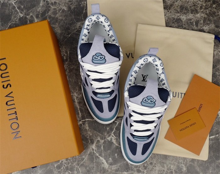 Louis Vuitton Skate Suede Blue White - Afbeelding 4