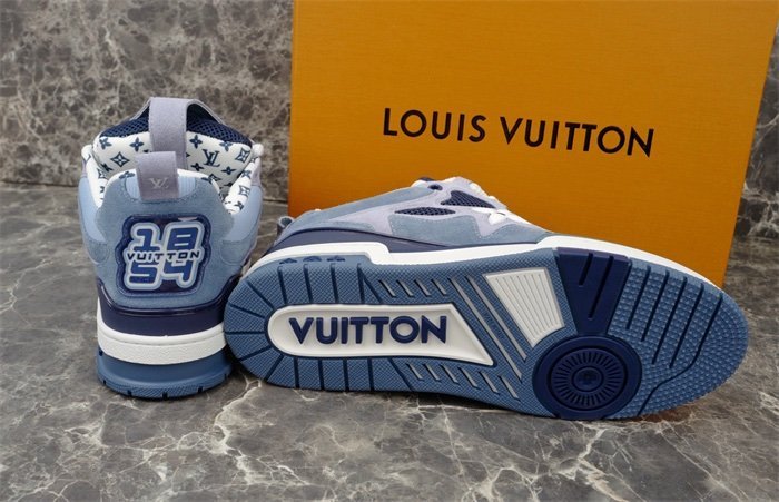 Louis Vuitton Skate Suede Blue White - Afbeelding 10