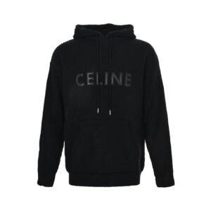 Celine Black Wool Loose Hoodie Relaxed Fit