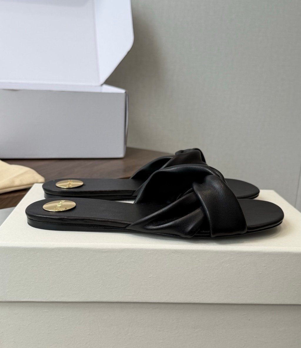 YSL Knotted Slide Sandals in Black Gold - Afbeelding 2