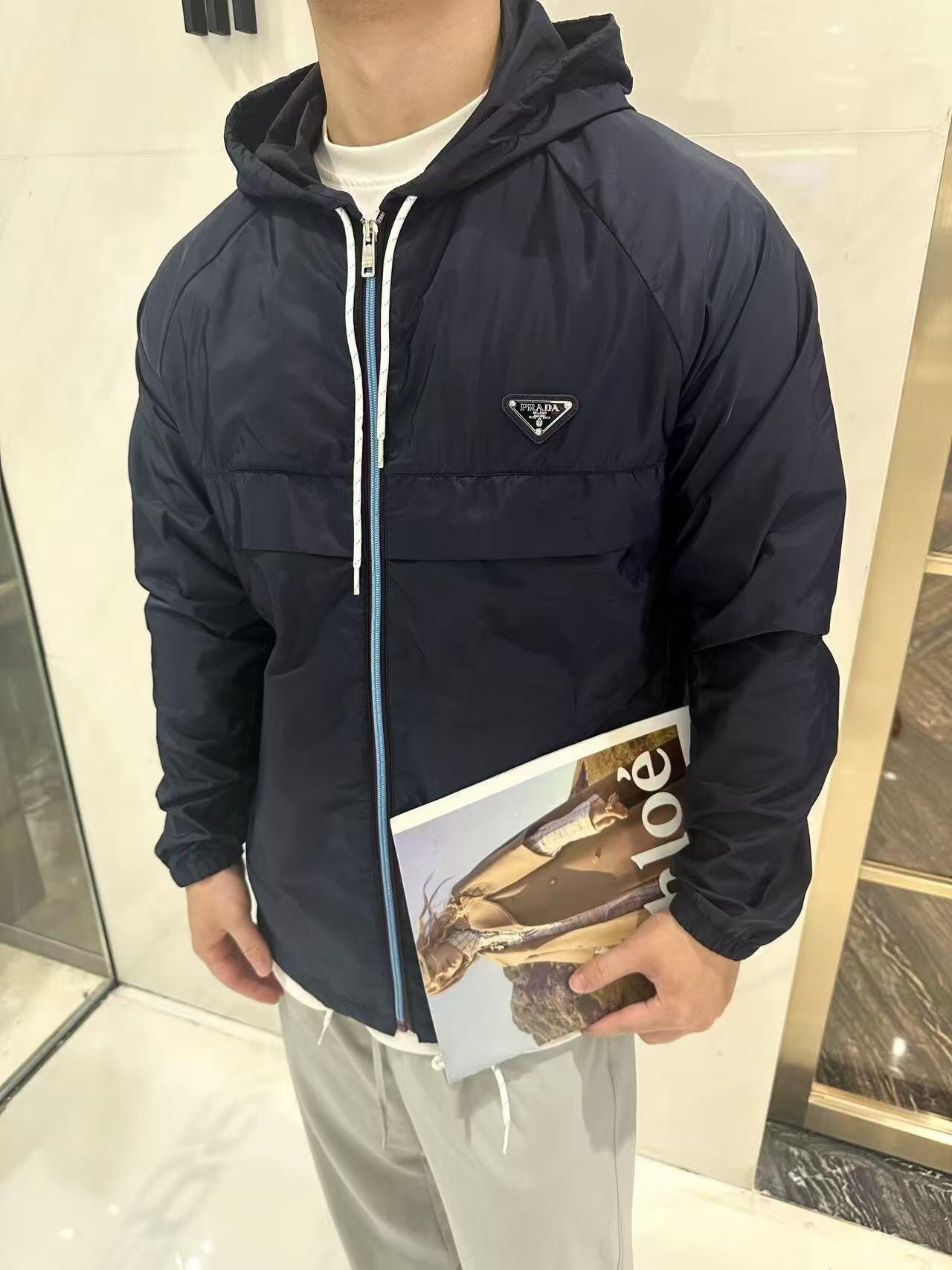 Prada Blue Re-Nylon Blouson Jacket - Afbeelding 3