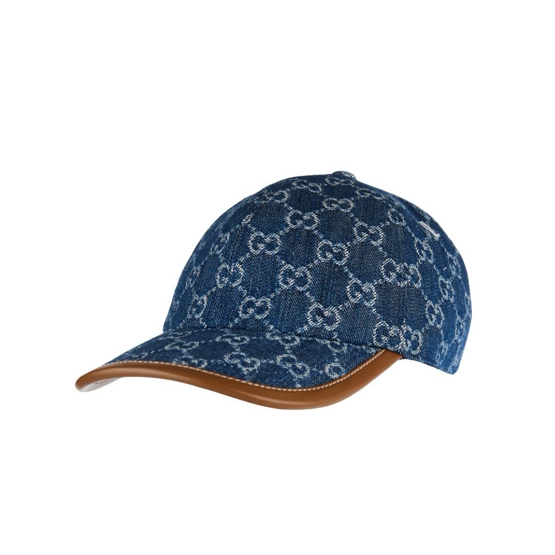 Gucci GG Denim Baseball Cap Blue White