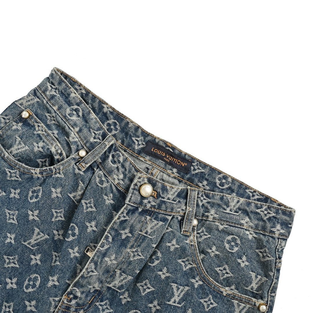 Louis Vuitton Blue Denim Straight Jeans - Afbeelding 5