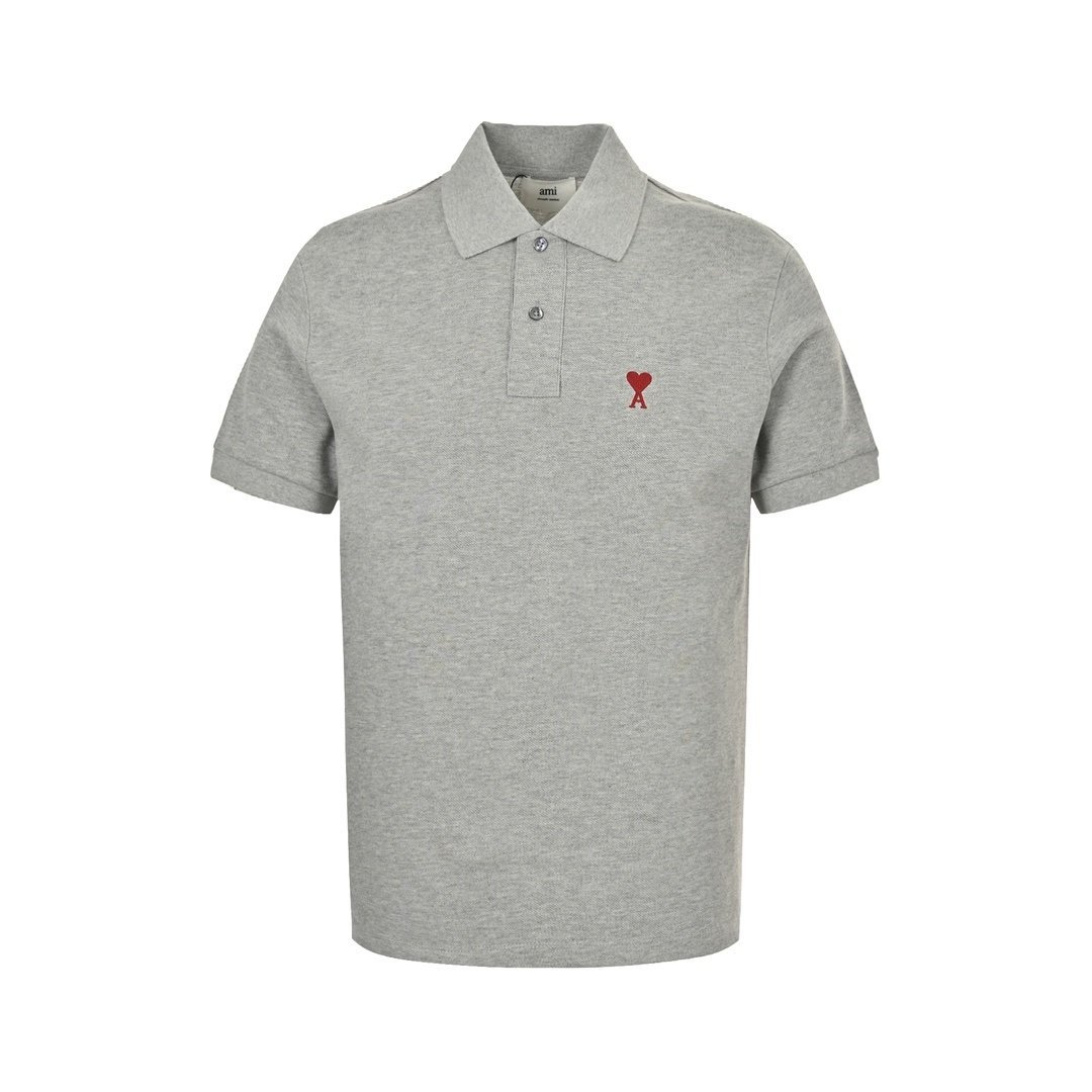 Ami Paris Polo Shirt In Grey