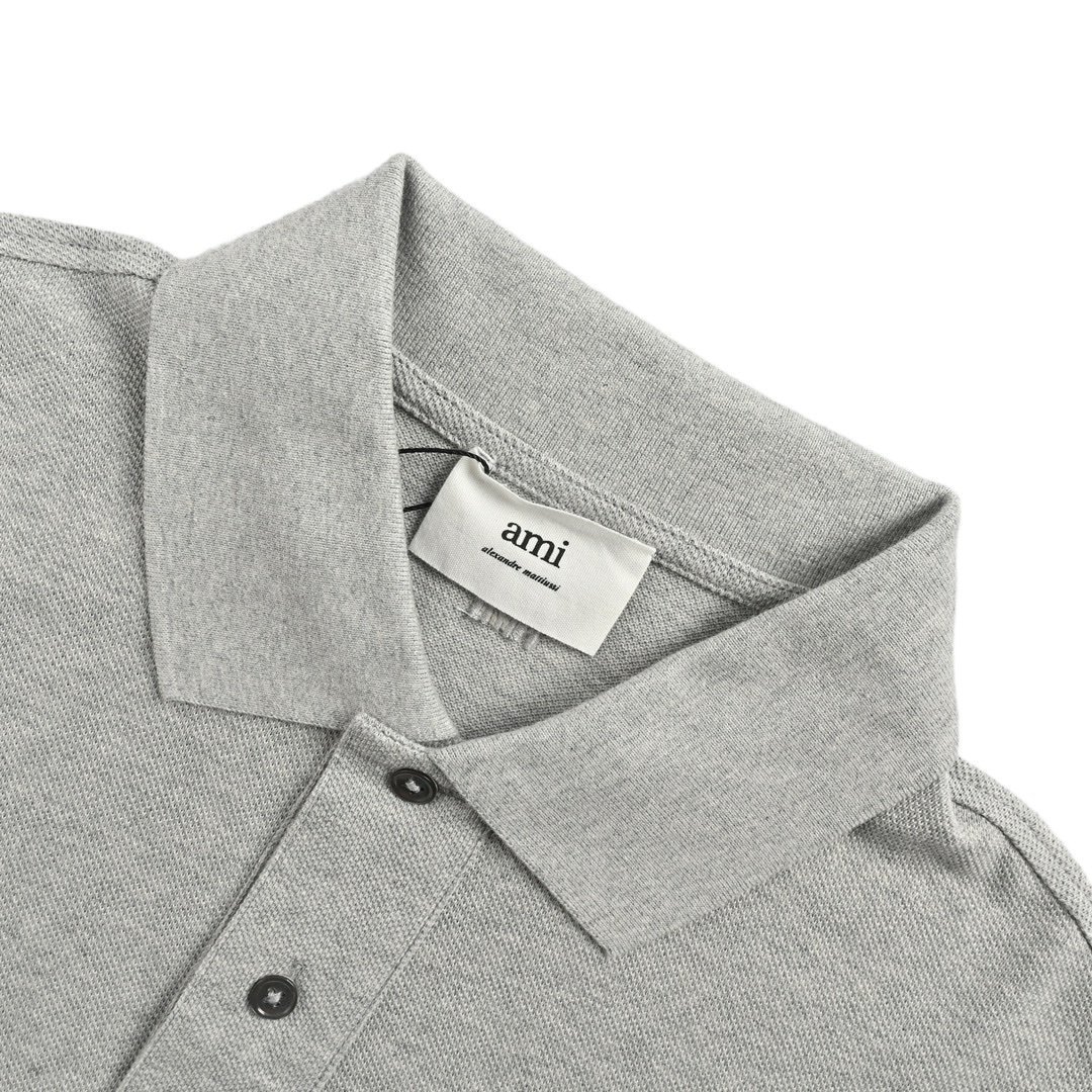 Ami Paris Polo Shirt In Grey - Afbeelding 4