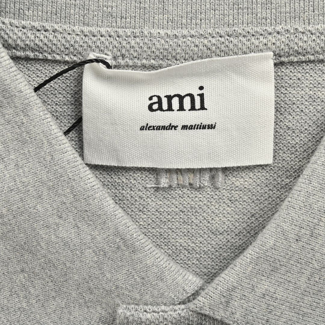 Ami Paris Polo Shirt In Grey - Afbeelding 5