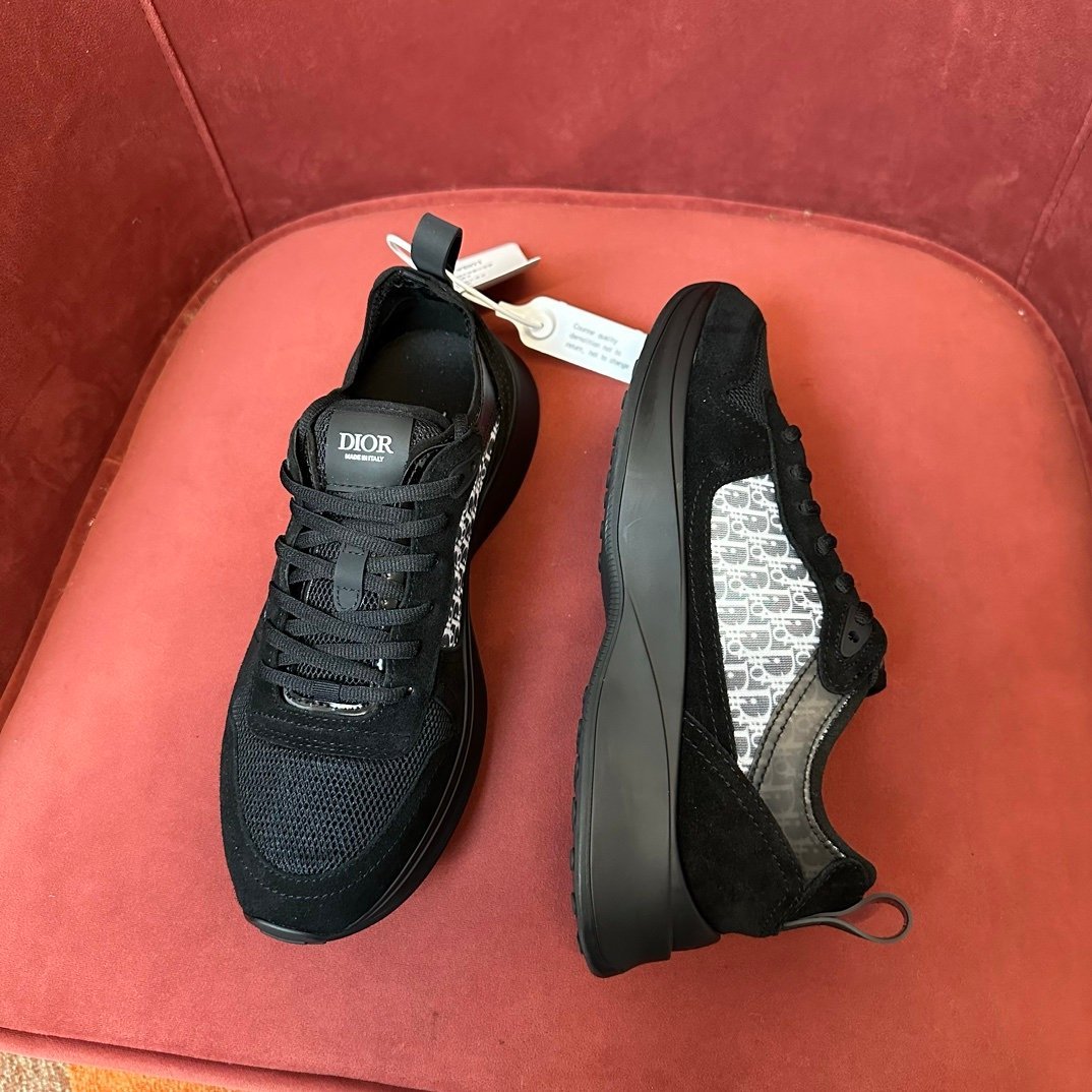 Dior B25 Suede Black on Black White - Afbeelding 3
