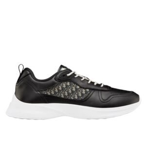 Dior B25 Oblique Black Leather White