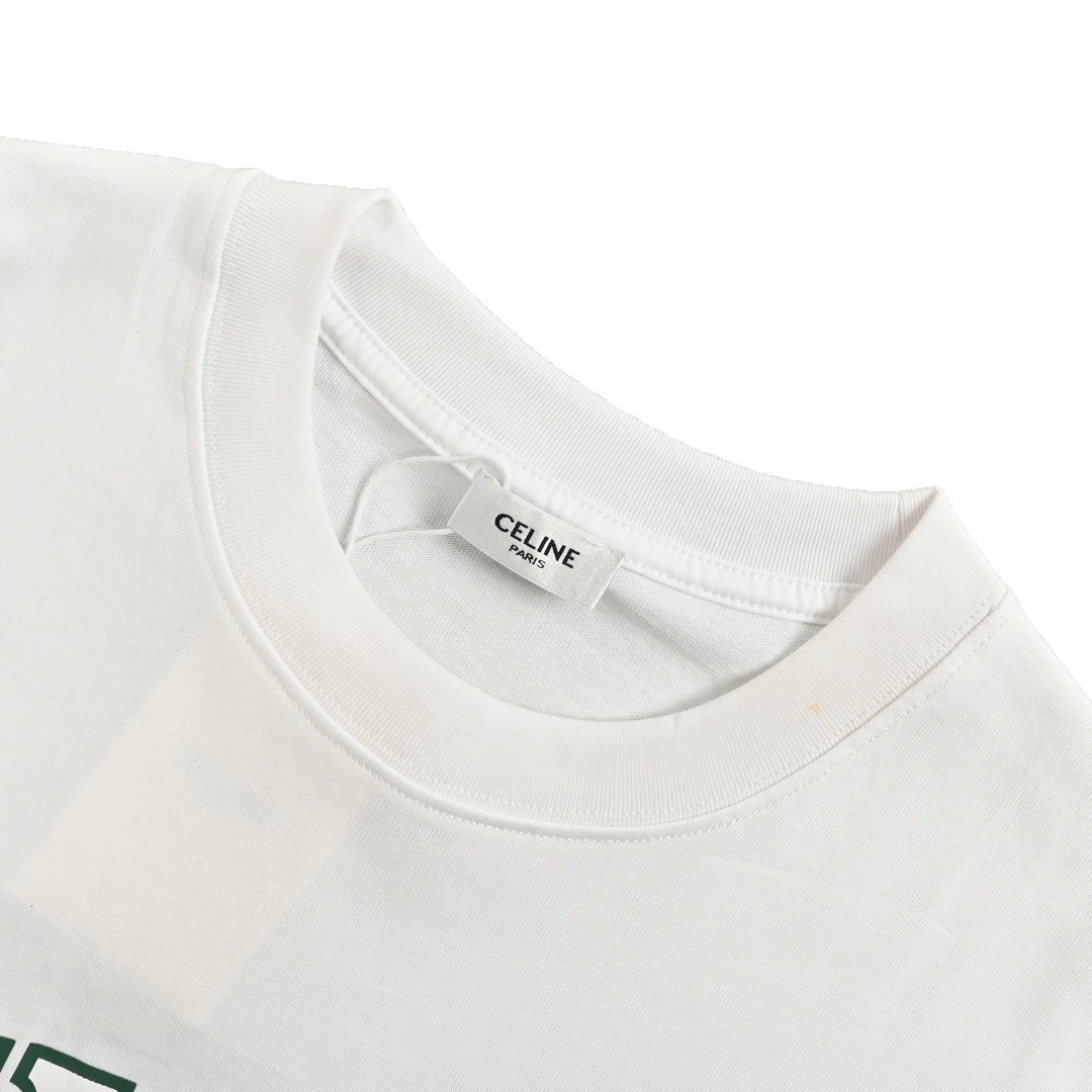 Celine University Logo Tee White Green - Afbeelding 4