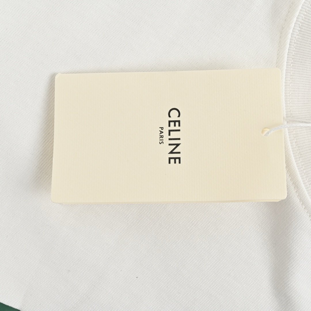 Celine University Logo Tee White Green - Afbeelding 5