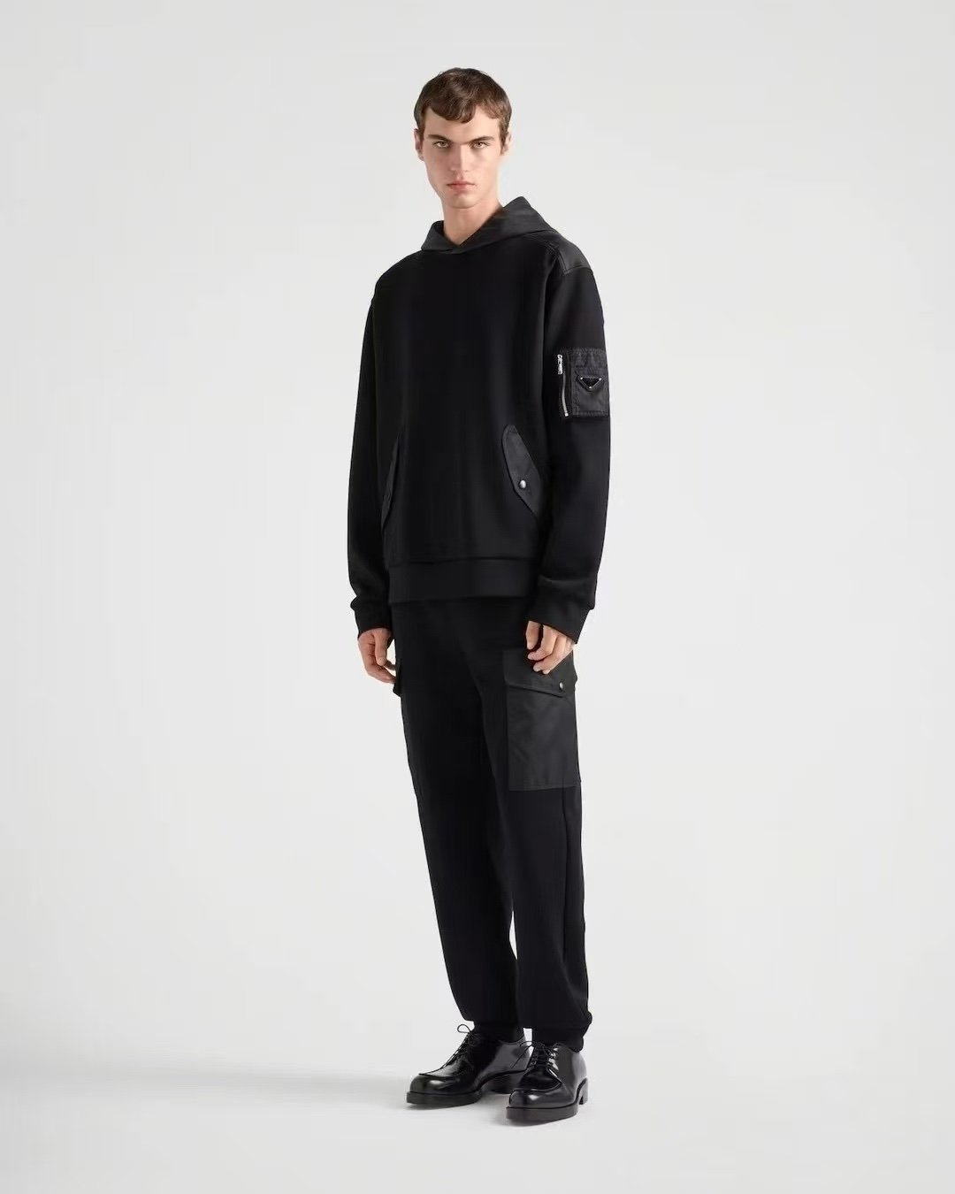 Prada Black Cotton Fleece And Re-Nylon - Afbeelding 4
