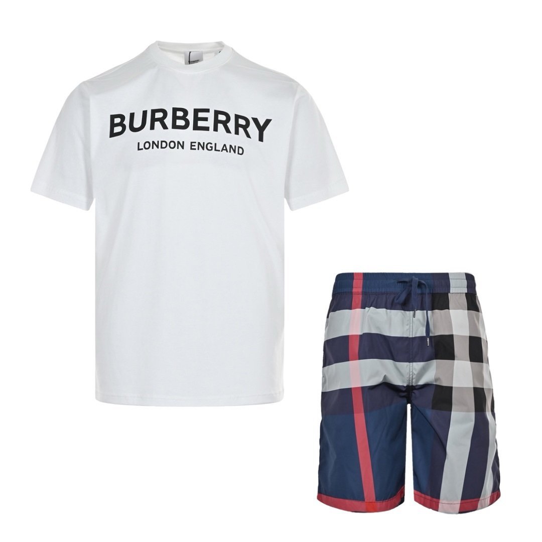 Burberry 2-Piece Summer Set White Blue