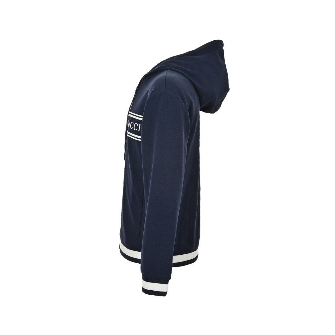 Gucci Technical Jersey Zipped Hoodie Navy - Afbeelding 2