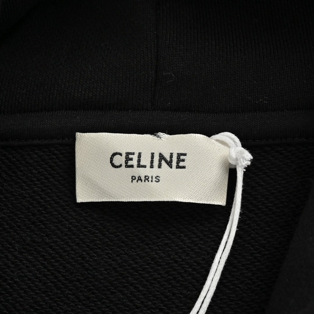 Celine Loose Hoodie In Cotton Fleece Black - Afbeelding 5