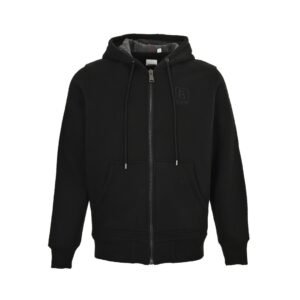 Burberry Letter Graphic Cotton Blend Zip Hoodie Black