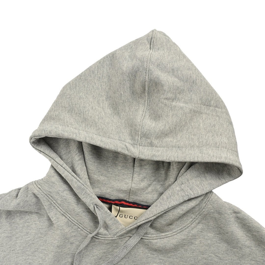 Gucci Cotton Jersey Hooded Sweatshirt Grey - Afbeelding 4