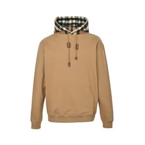 Burberry Check Cotton Blend Hoodie Beige