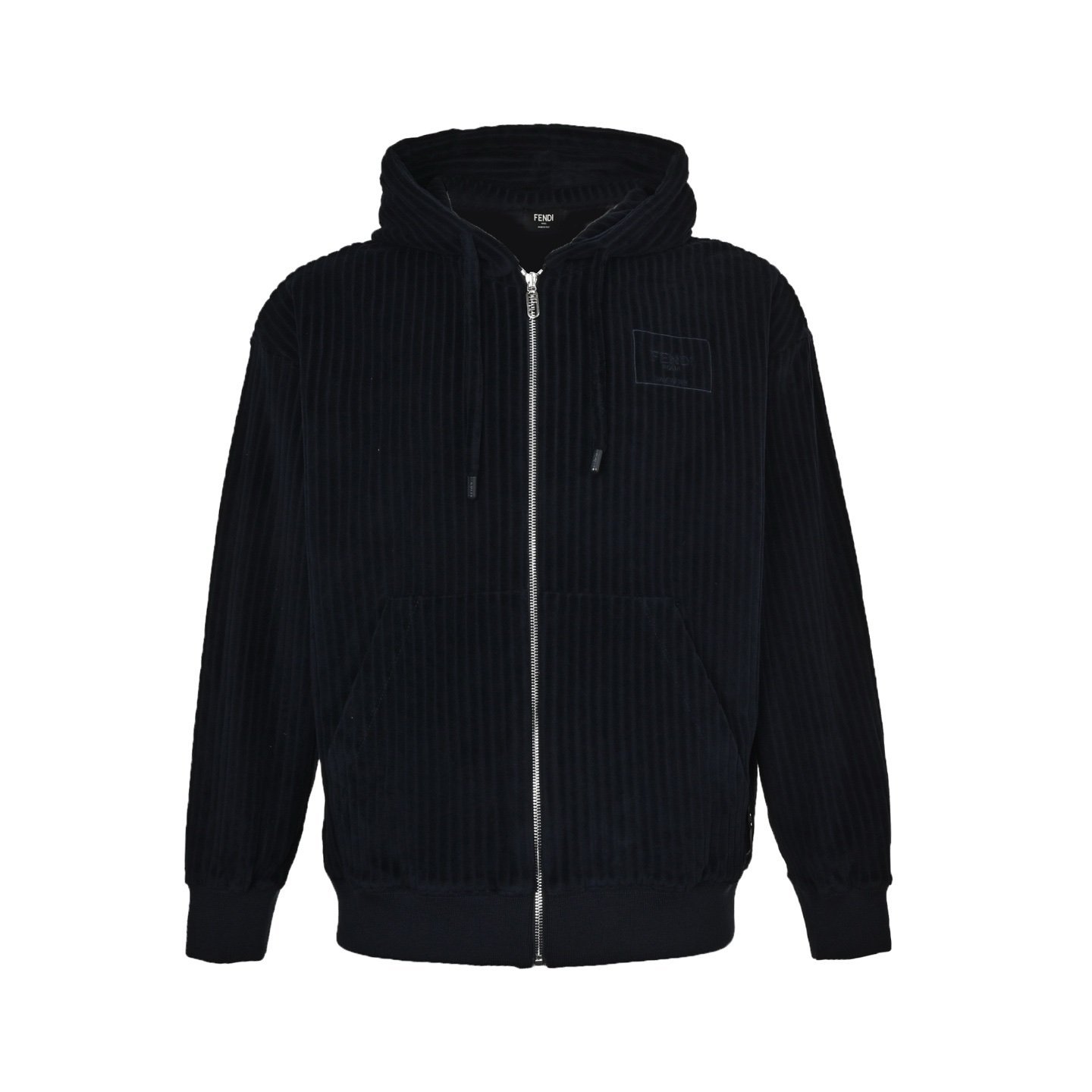 Fendi Zipped Hoodie Fabric Blue