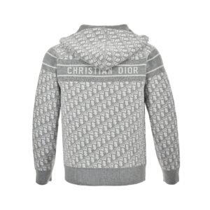 Alternative view of Dior Reversible Printed Cashmere Zip Hoodie Grey