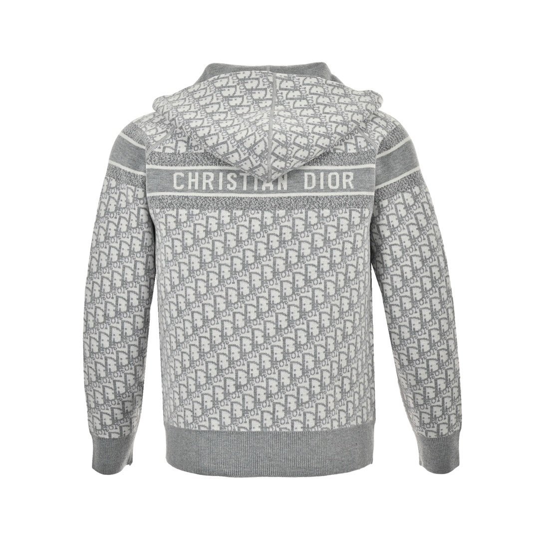 Dior Reversible Printed Cashmere Zip Hoodie Grey - Afbeelding 2