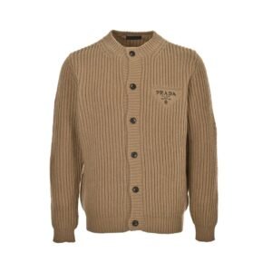 Prada Knitted Wool Cardigan Brown