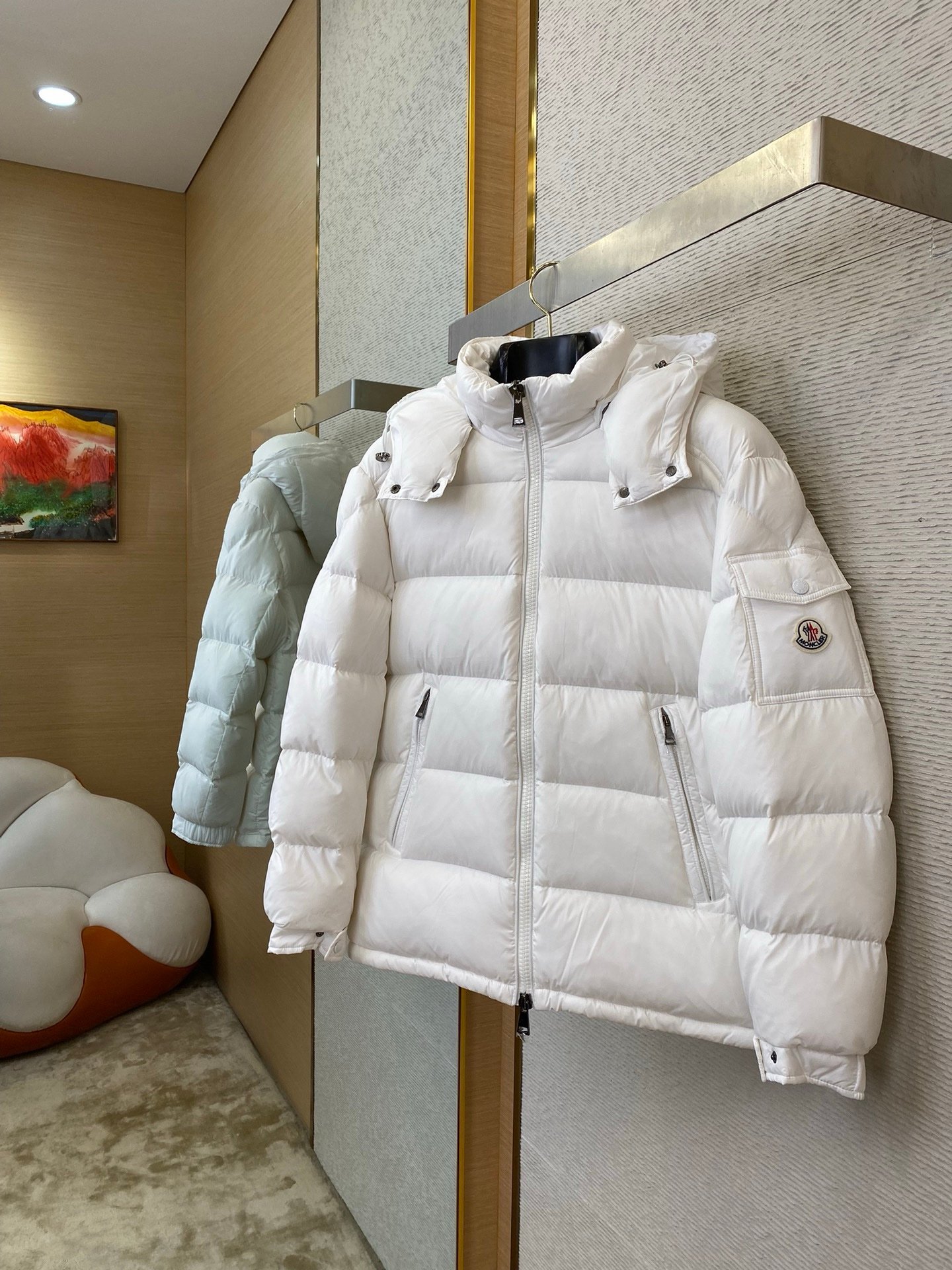 Moncler Maya Hooded Down Jacket White - Afbeelding 4