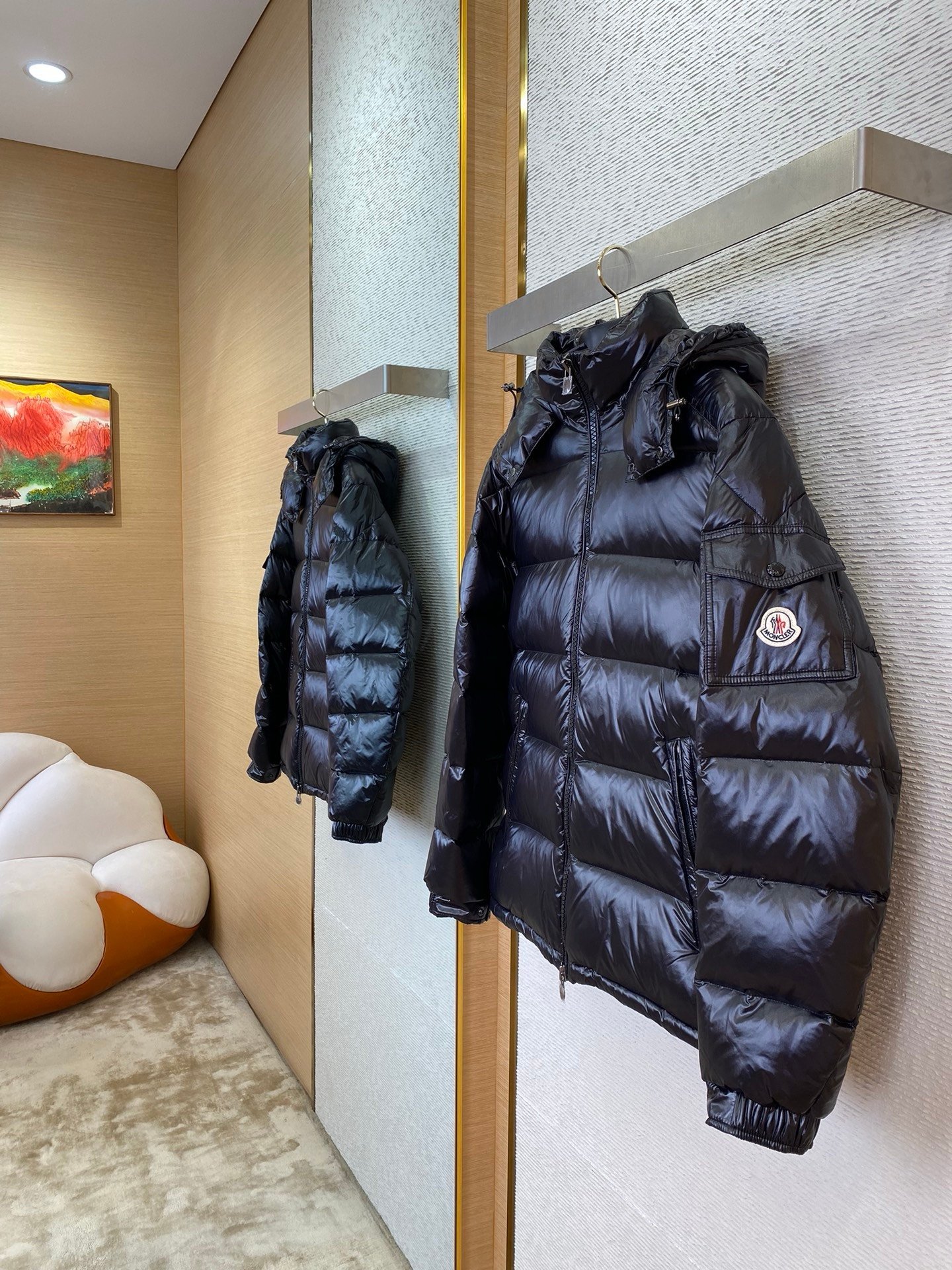 Moncler Maya Hooded Down Jacket Black - Afbeelding 4