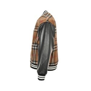 Alternative view of Burberry Checked Leather Sleeve Bomber Jacket