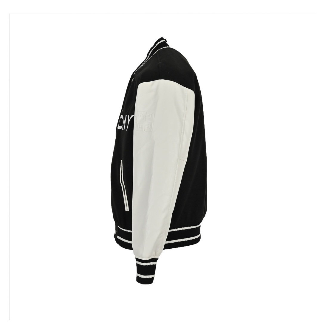 Givenchy Logo Jacket Varsity Jack In White Black Leather - Afbeelding 2