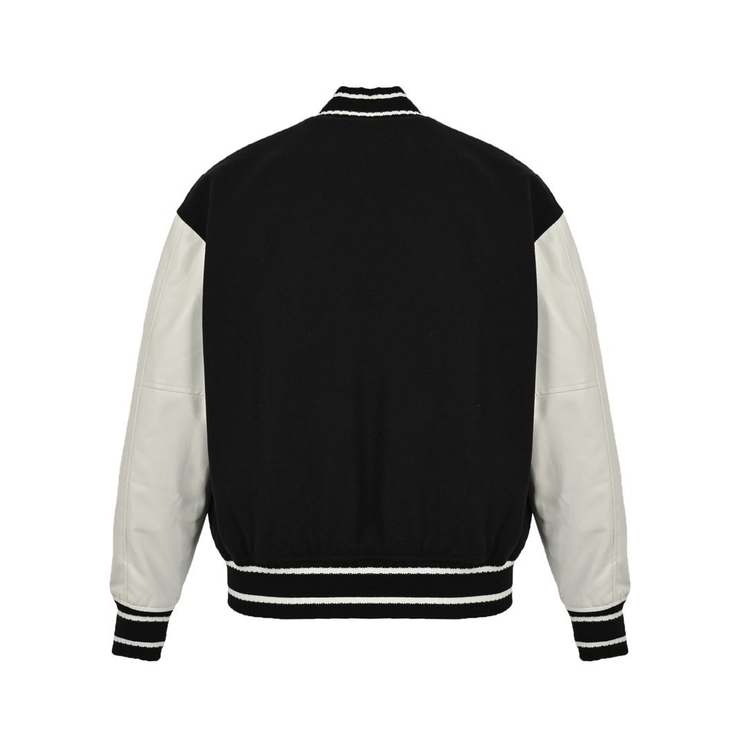 Givenchy Logo Jacket Varsity Jack In White Black Leather - Afbeelding 3