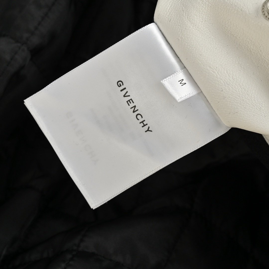 Givenchy Logo Jacket Varsity Jack In White Black Leather - Afbeelding 5