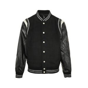 Givenchy Varsity Jack In Cotton Black Leather