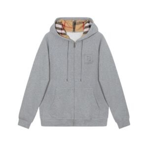 Burberry Check Zip Hoodie Grey