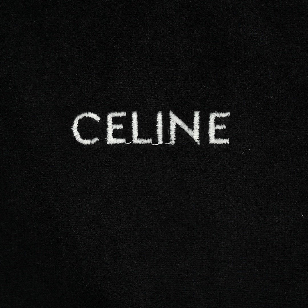 Celine Black Logo Embroidered Corduroy Cotton Zipped Bomber Jacket - Afbeelding 5