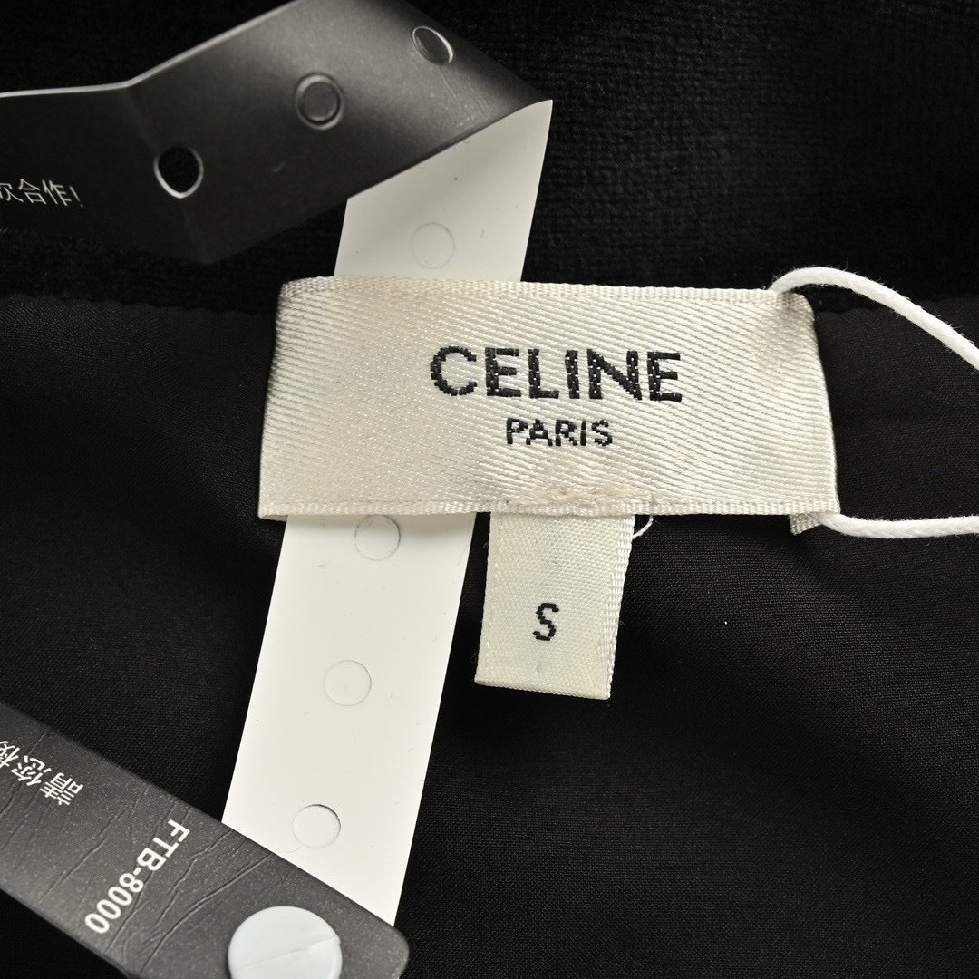 Celine Black Logo Embroidered Corduroy Cotton Zipped Bomber Jacket - Afbeelding 6
