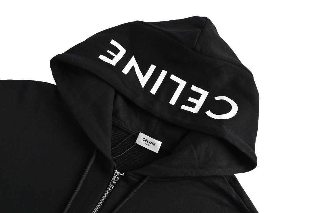 Celine Capuchon Logo Zip Up Black - Afbeelding 4