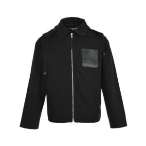 Loewe Hooded Anagram Zip Parka In Black