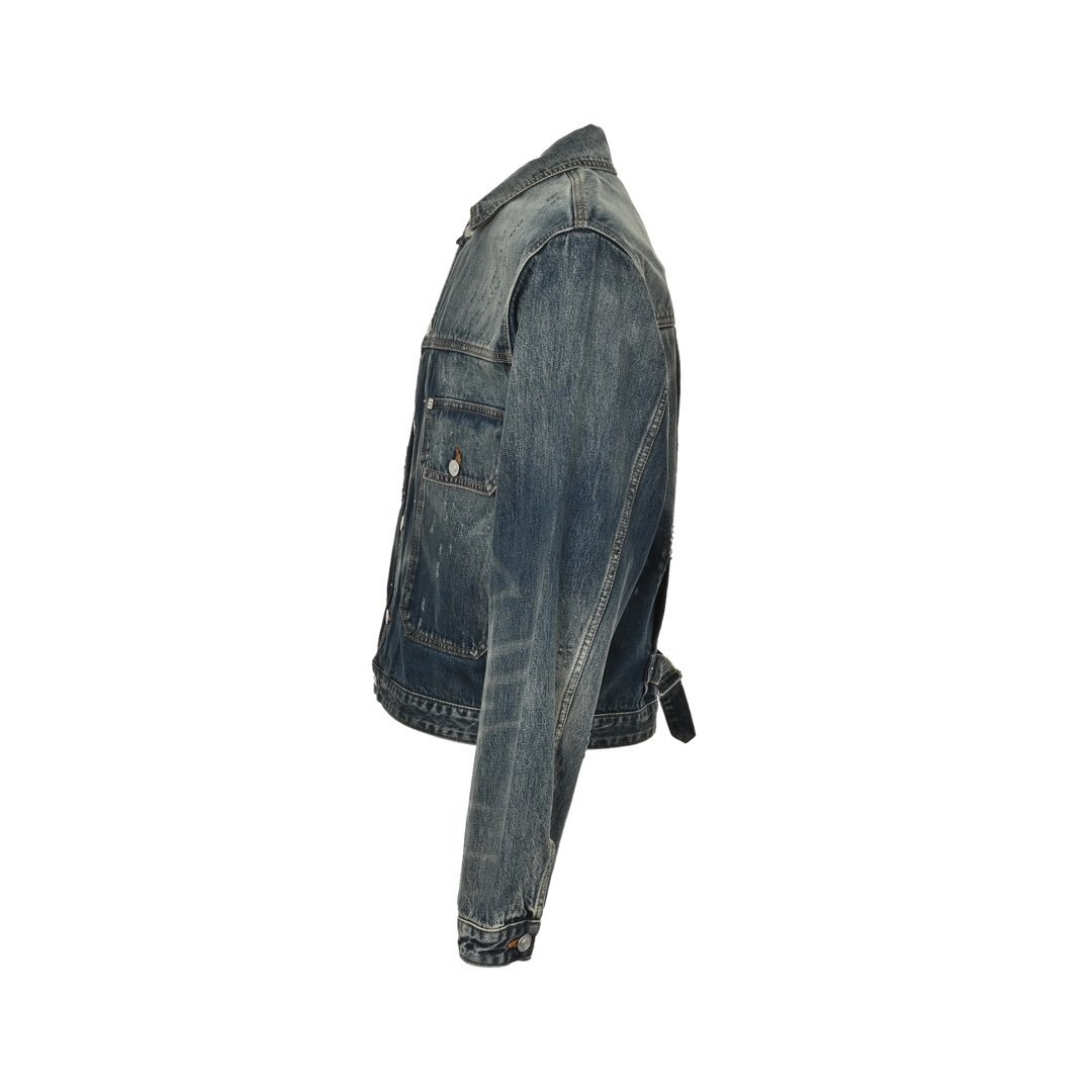 Givenchy Distressed Pleated Denim Jacket - Afbeelding 2