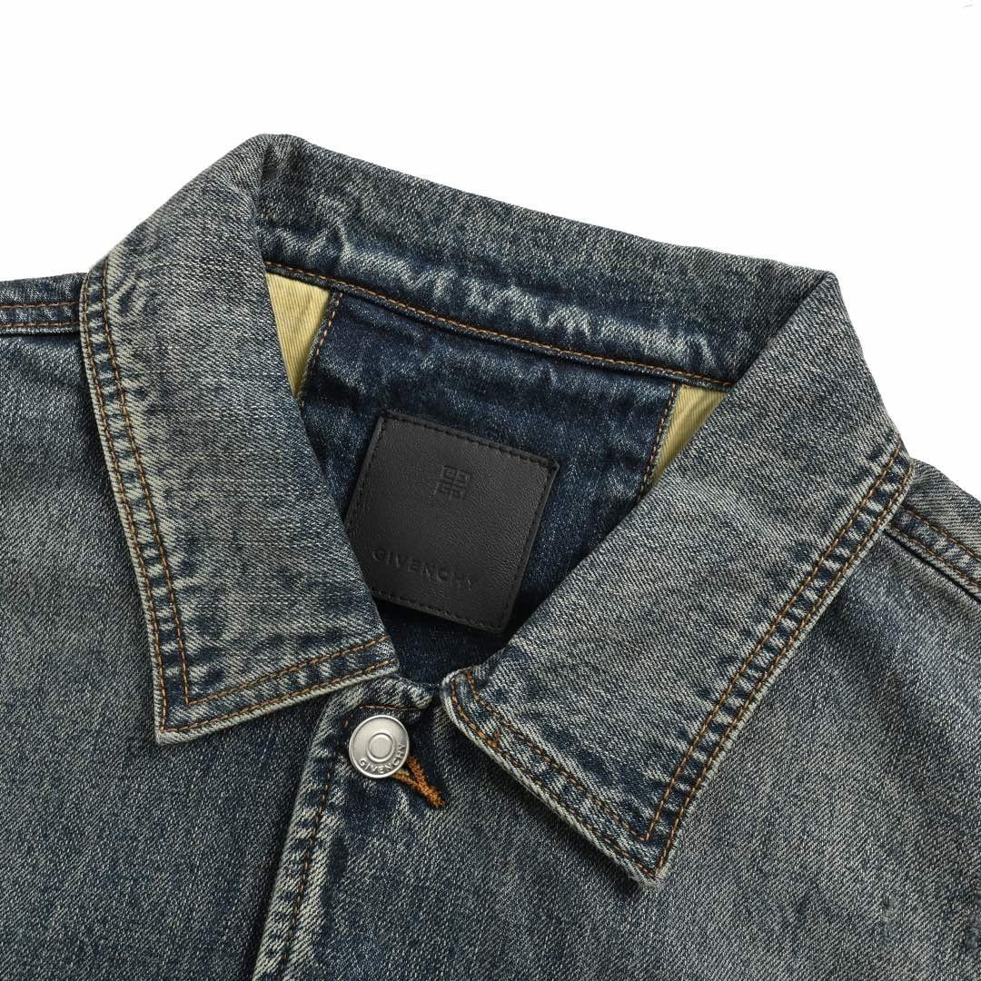 Givenchy Distressed Pleated Denim Jacket - Afbeelding 3