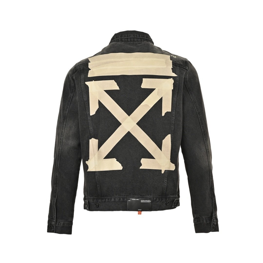 Off-White Printer Denim Jacket In Black