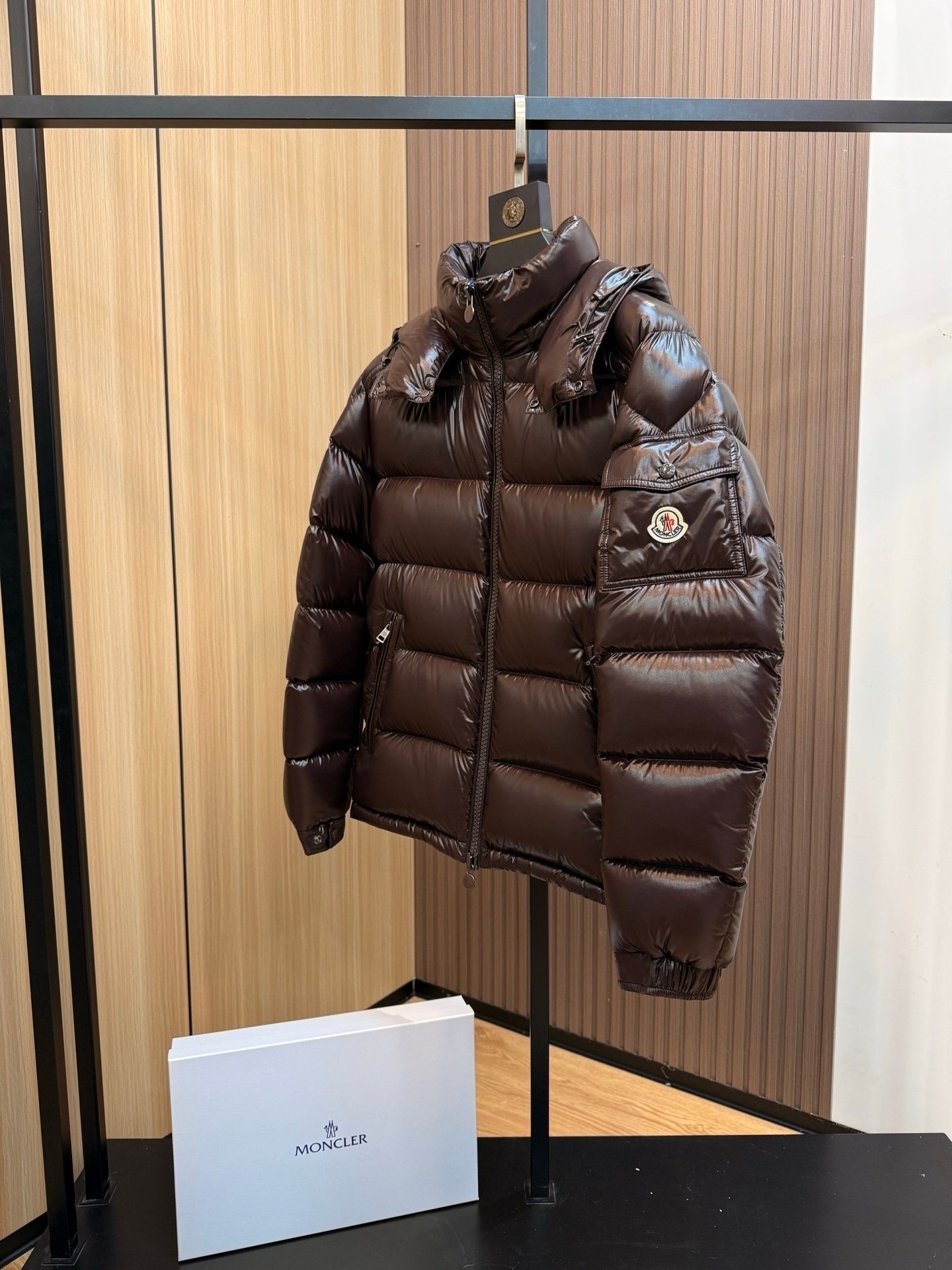 Moncler Maya Hooded Down Jacket Brown - Afbeelding 3