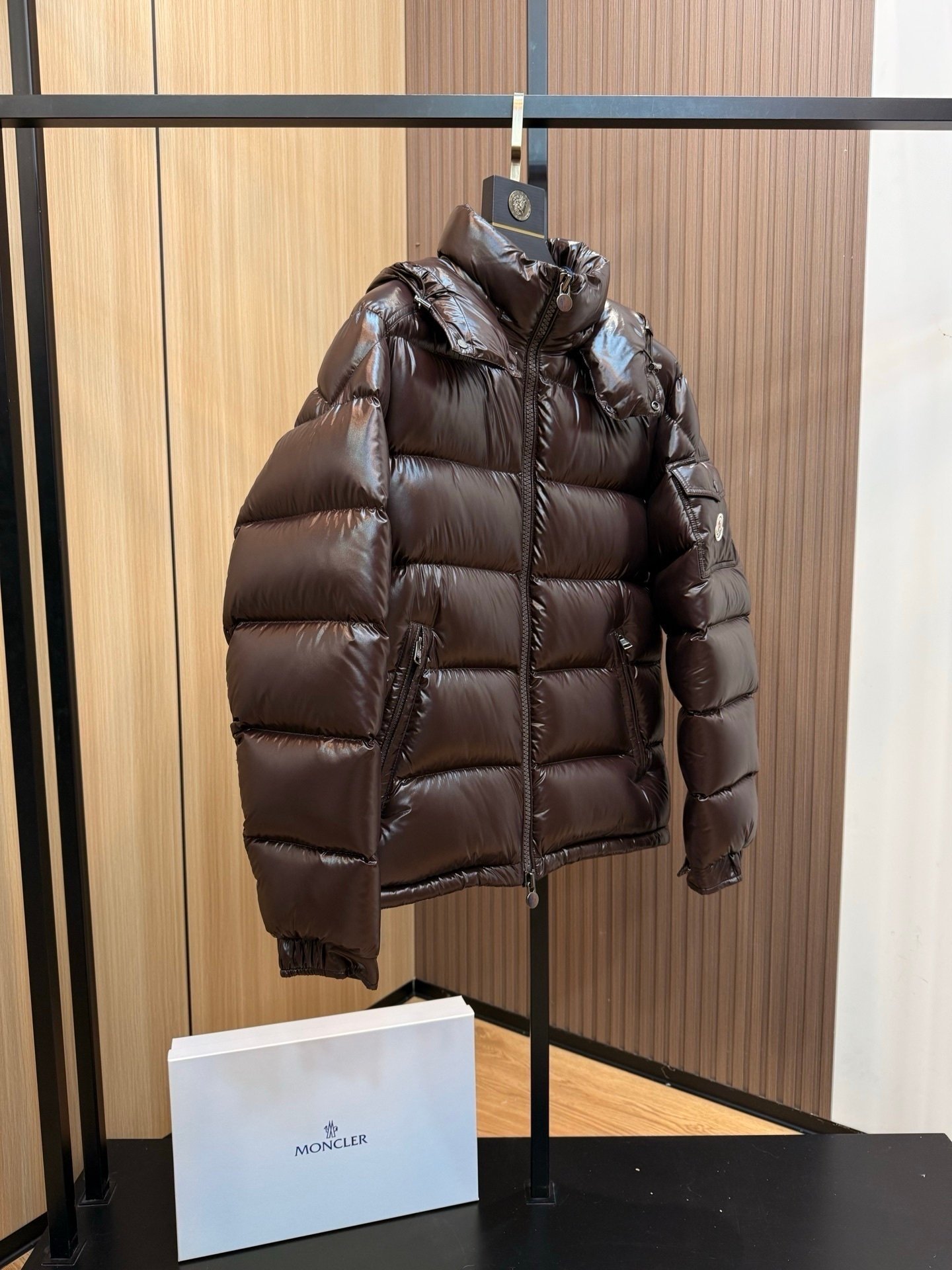 Moncler Maya Hooded Down Jacket Brown - Afbeelding 4